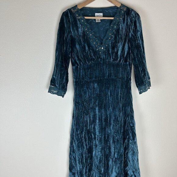 Together Dresses & Skirts - Dress Women’s 4 Crushed Velvet Lace Ruffle Dark Fairy Whimsigoth Beaded Midi